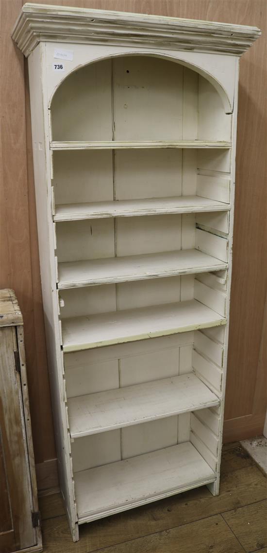 A white painted bookcase, H.172cm